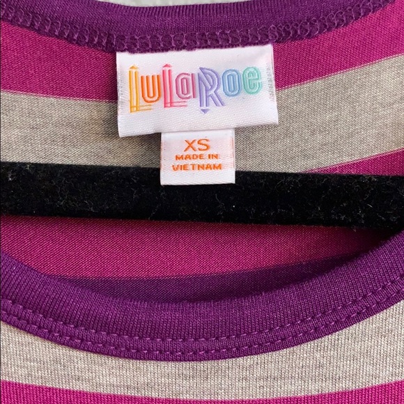 LuLaRoe Carly Dress in XS - Purple/Grey stripes - Picture 3 of 4